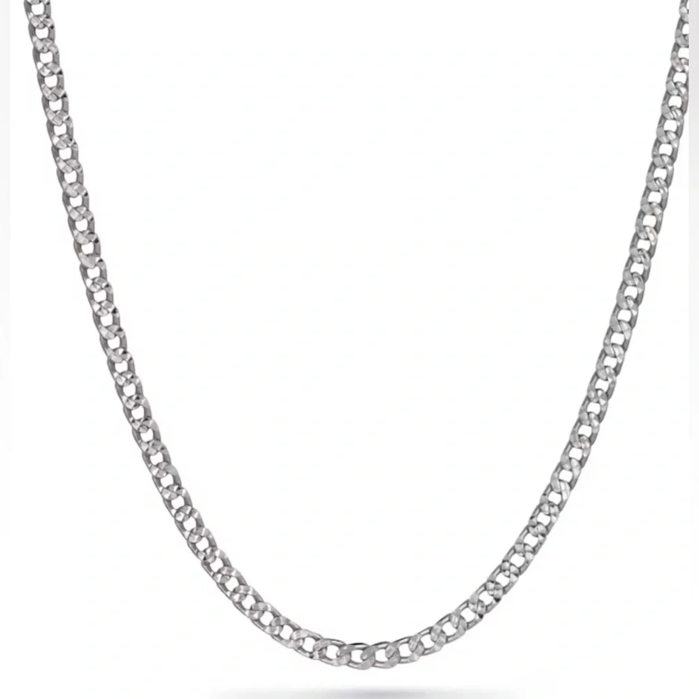 Zales Men's 22” 3.75mm Diamond-Cut Curb Chain 925 Sterling Silver Made in Italy